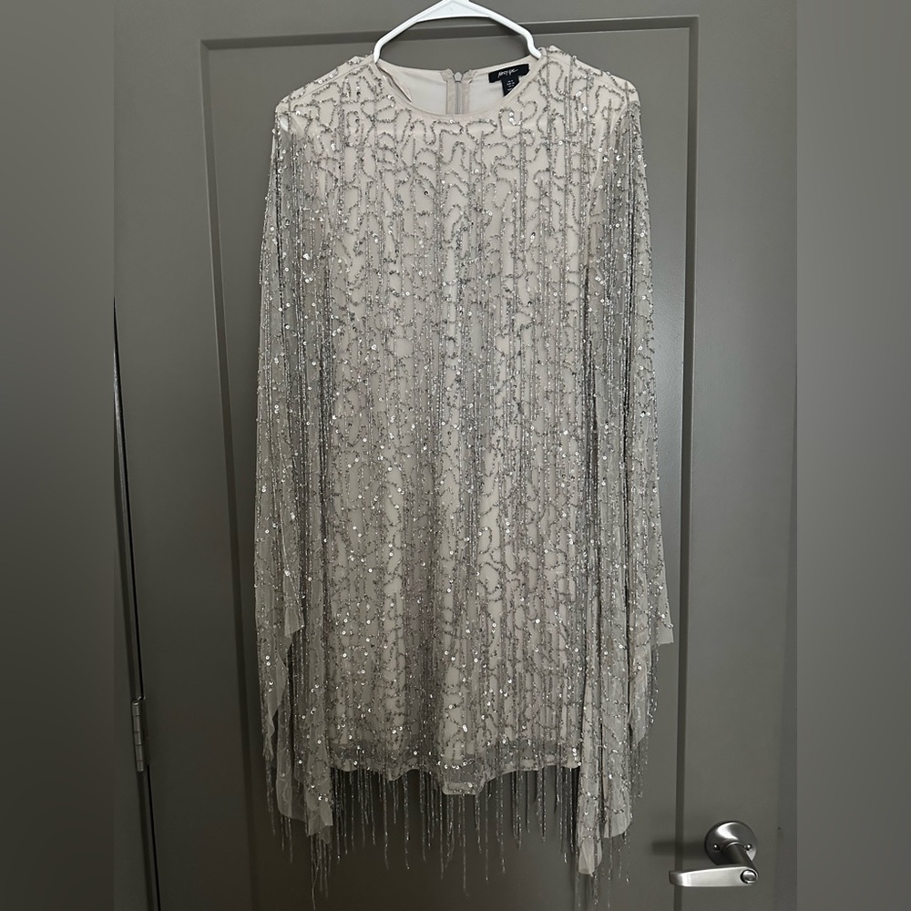 Nasty Gal Silver Sequin Mini Dress